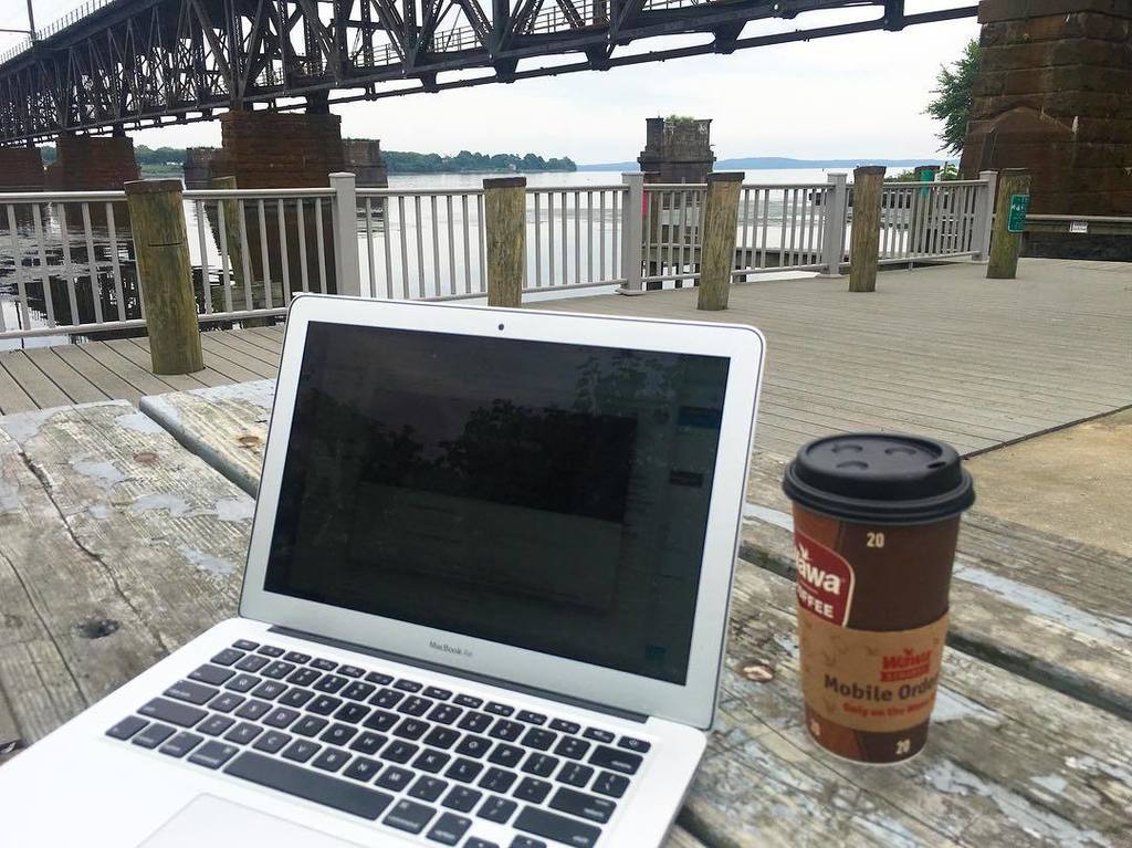 Sometimes you just need the river, a train trestle, and that Wawa coffee... #TheWorldIsYourOffice #ThinkOutside #Writing