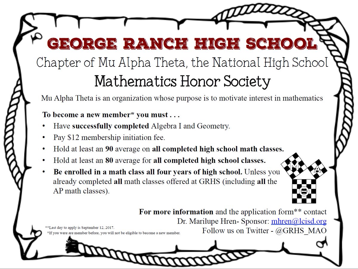MarilupeHren's tweet photo. Join the GRHS Chapter of MU Alpha Theta! 🙂 #grhslearn https://t.co/smLOkXziht