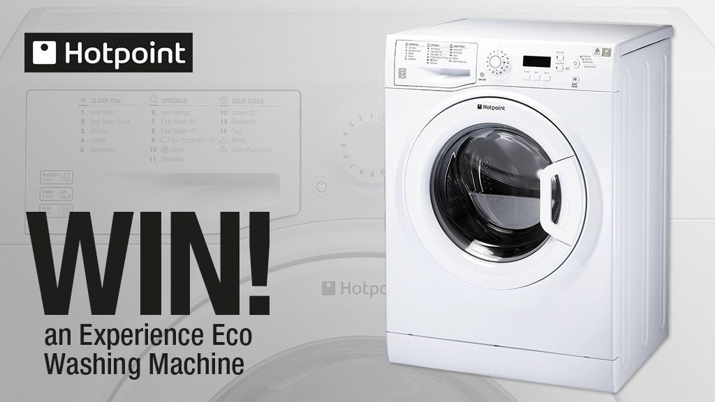 HughesDirect's tweet photo. Don't forget to enter our comp to #WIN a @HotpointUK Experience Eco #WashingMachine! Follow @HughesDirect &amp; RT 🍀🎁 T&amp;Cs apply, ends 16/08/17 https://t.co/G7LYtbMDNe