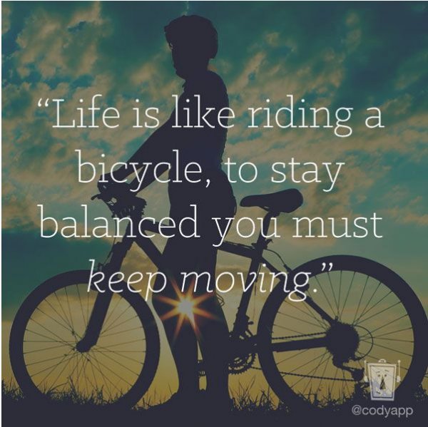 PinheadLock's tweet photo. "Life is like riding a bicycle, to stay balanced you must keep moving." #pinheadlocks #bicycleinspiration https://t.co/v9e7it9Q02