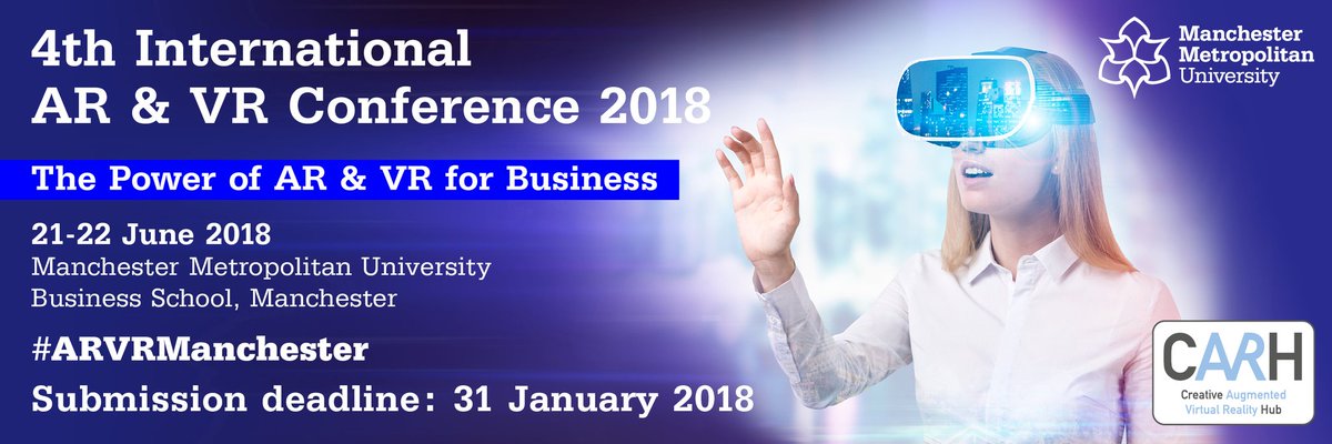 CreativeARVRhub's tweet photo. #AR #VR #business #conference #callforpapers out now! https://t.co/bkLVDUq96k June 2018 #ARVRManchester https://t.co/sbh8yxvOuy