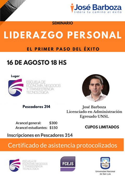 Últimos días para las inscripciones. No te quedes afuera. MIÉRCOLES 16 DE AGOSTO 18 hs - EEN&amp;TT Pescadores 314.