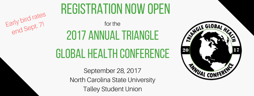 ncglobalhealth's tweet image. Register now for the 2017 #TriangleGlobalHealth Conference, Sept 28 in Raleigh, #NC! Don't miss early bird rates! buff.ly/2vUqT0j
