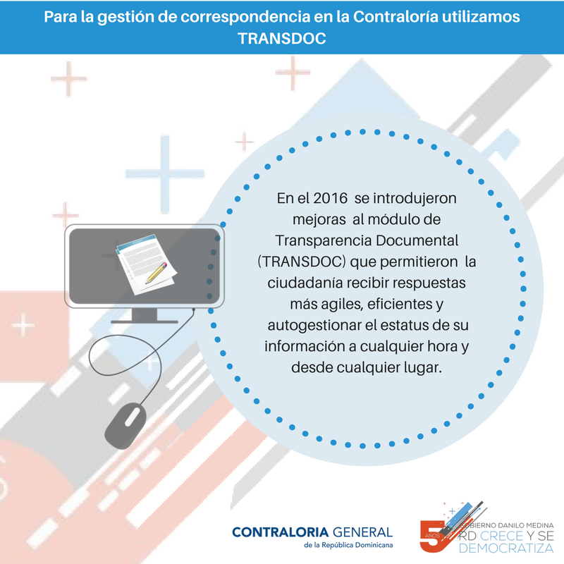 ContraloriaRD's tweet photo. En la gestión de correspondencia en Contraloría utilizamos #TRANSDOC, herramienta que transparenta la información
#RDCreceYSeDemocratiza https://t.co/HAKUDJ7Ls5