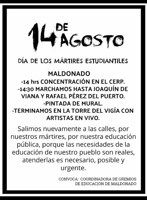 HOY marchamos. Por todxs nuestrxs compañerxs. Porque nuestro homenaje es seguir luchando. #14deAgosto