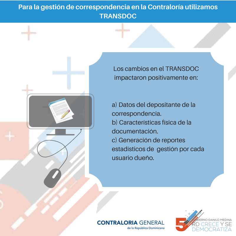 ContraloriaRD's tweet photo. #TRANSDOC tiene mejoras destinadas a fortalecer la gestión transparente de toda información que entra y sale de CGR. #RDCreceYSeDemocratiza https://t.co/mbJA28wjDf