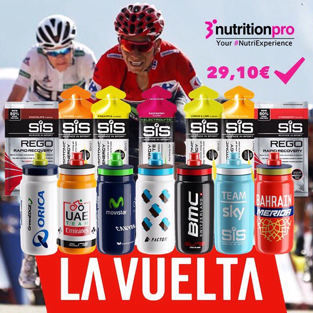 3NutritionPro's tweet photo. Te traemos el Nuevo PACK de #LaVuelta con bidón #EliteFly a elegir 👍 https://t.co/jojp7TnOoU #ScienceInSport #LV2017 #BidonEliteFly 🚴💨 https://t.co/I38U0a8YRK