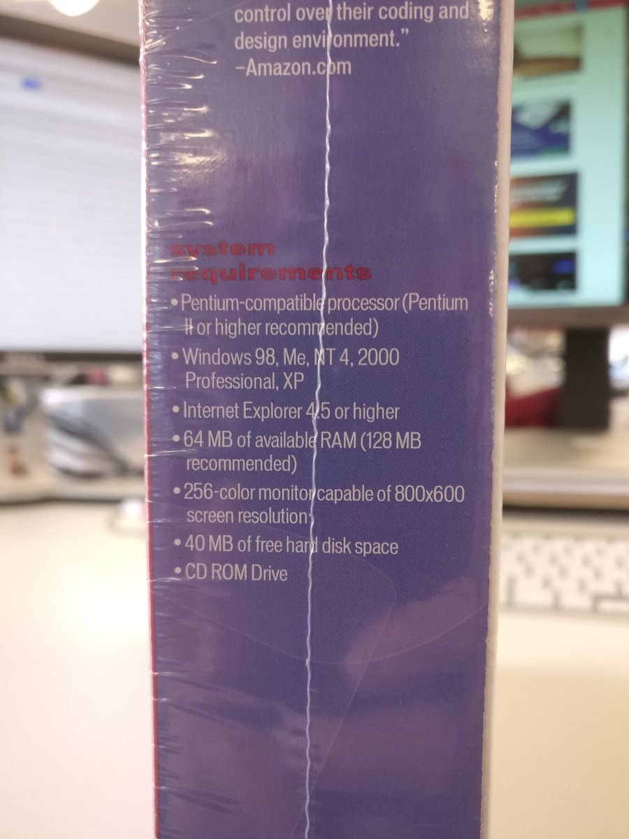 PiersShepherd's tweet photo. A trip down memory lane. We found a sealed copy of Macromedia Homesite5.... Tables everywhere @Macromedia  #oldschool #WebsiteDesign #Web https://t.co/BXMRC2xE4q