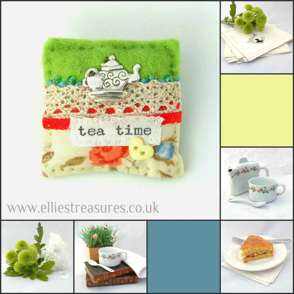 #AfternoonTeaWeek Celebrate all things tea with this #handmade #ooak #tea themed brooch etsy.me/2uUZGWH #giftideas #tealover