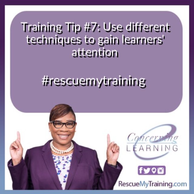 dhwelcome's tweet photo. Training Design Tip #7 to make learning extraordinary! #training #rescuemytraining #concerninglearningllc https://t.co/GQjCyCceGp