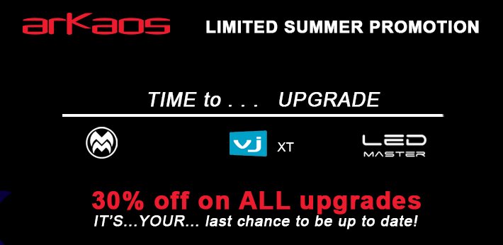 ArKaos's tweet photo. UPGRADE NOW! Don’t miss your 30% discount on all #ArKaos #MediaMaster, #GrandVJ &amp; #LEDMaster software upgrades at https://t.co/4QFwPbXrhg! https://t.co/8Ssult8YqU