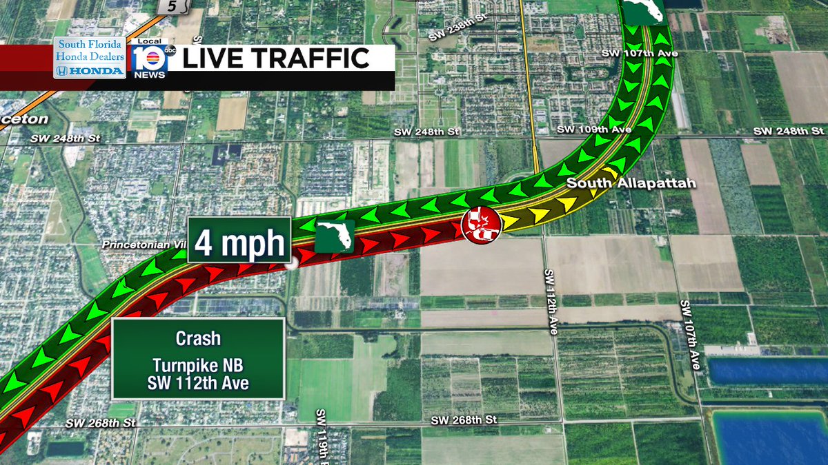 Crash on Turnpike NB at SW 112th Ave #traffic https://t.co/k39x3b9lLx