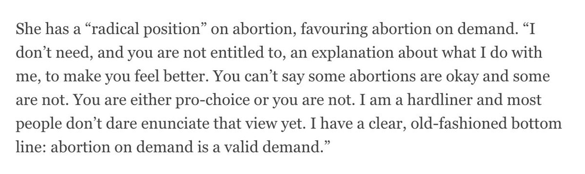 freesafelegal's tweet photo. Here is a fantastic quote from her about abortion access, from a piece by @KittyHollandIT https://t.co/CdOie1rfEl