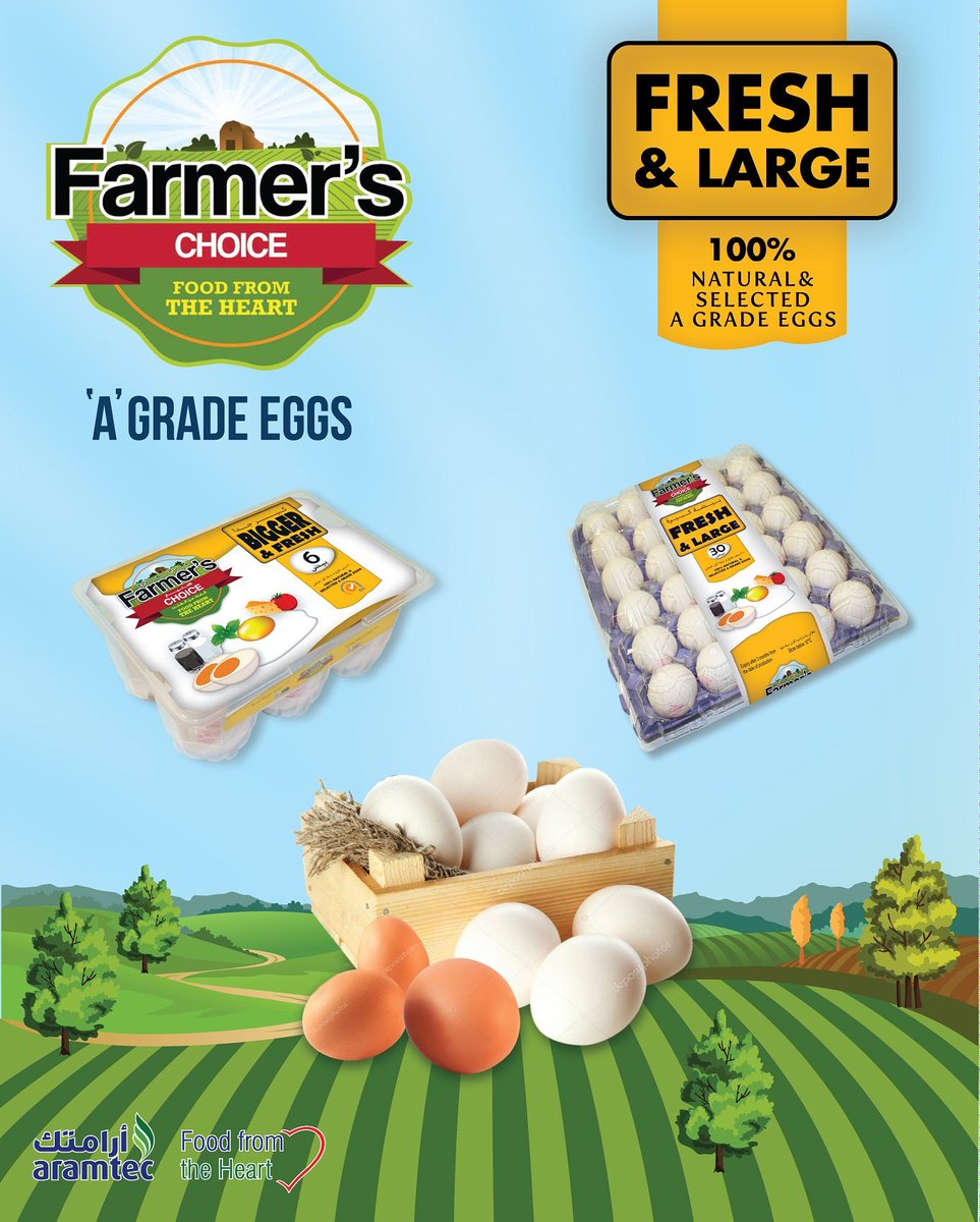 aramtecUAE's tweet photo. A simple way to healthier 'U' - Farmers Choice 'A' Grade Eggs.🐔🥚🍳💪👌🥚🥚🥘🍲🥗
#aramtec #foodfromtheheart❤ #aramtecuae #farmerschoice #eggs https://t.co/tbIm67LsXb