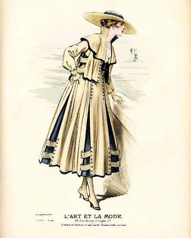 drapedinhistory's tweet photo. 1916 fashion plate of a very unique seaside ensemble. Have you ever seen a similar extant version? https://t.co/0gookiQv6A #vintage #drawing https://t.co/yBhCkThabn