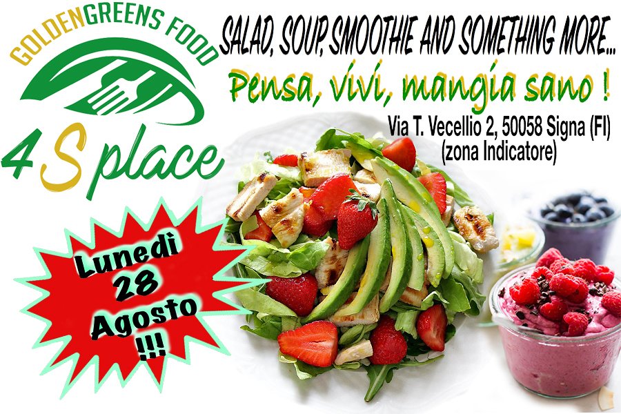 4Splace's tweet photo. 🎉28 AGOSTO #opening #insalateria #insalate #centifughe #smoothie #yogurt #frullati #pranzo #cena #aperitivo #firenze #signa #indicatore https://t.co/1BbNJuGQzW