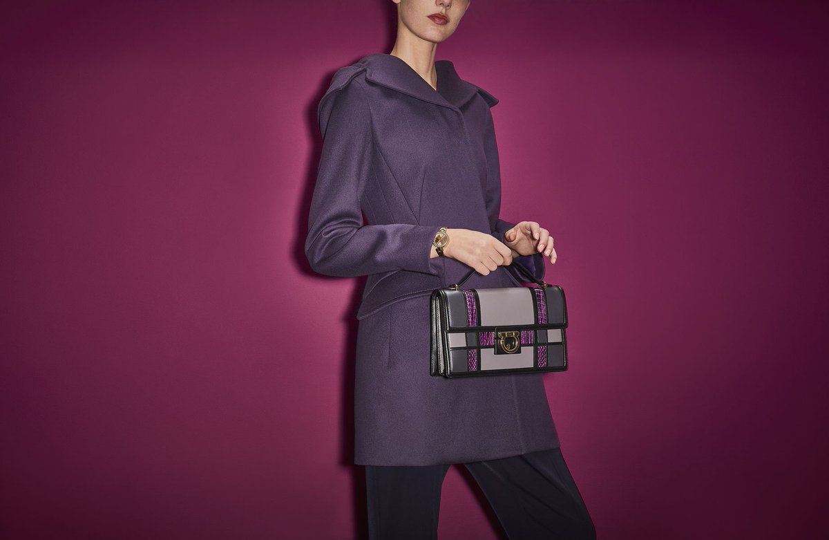 Ferragamo's tweet photo. Perfectly purple. This seasons color block bag from the #FerragamoFw17 collection. Discover more bags:  https://t.co/udV8omup80 https://t.co/p9O0nyQxMZ