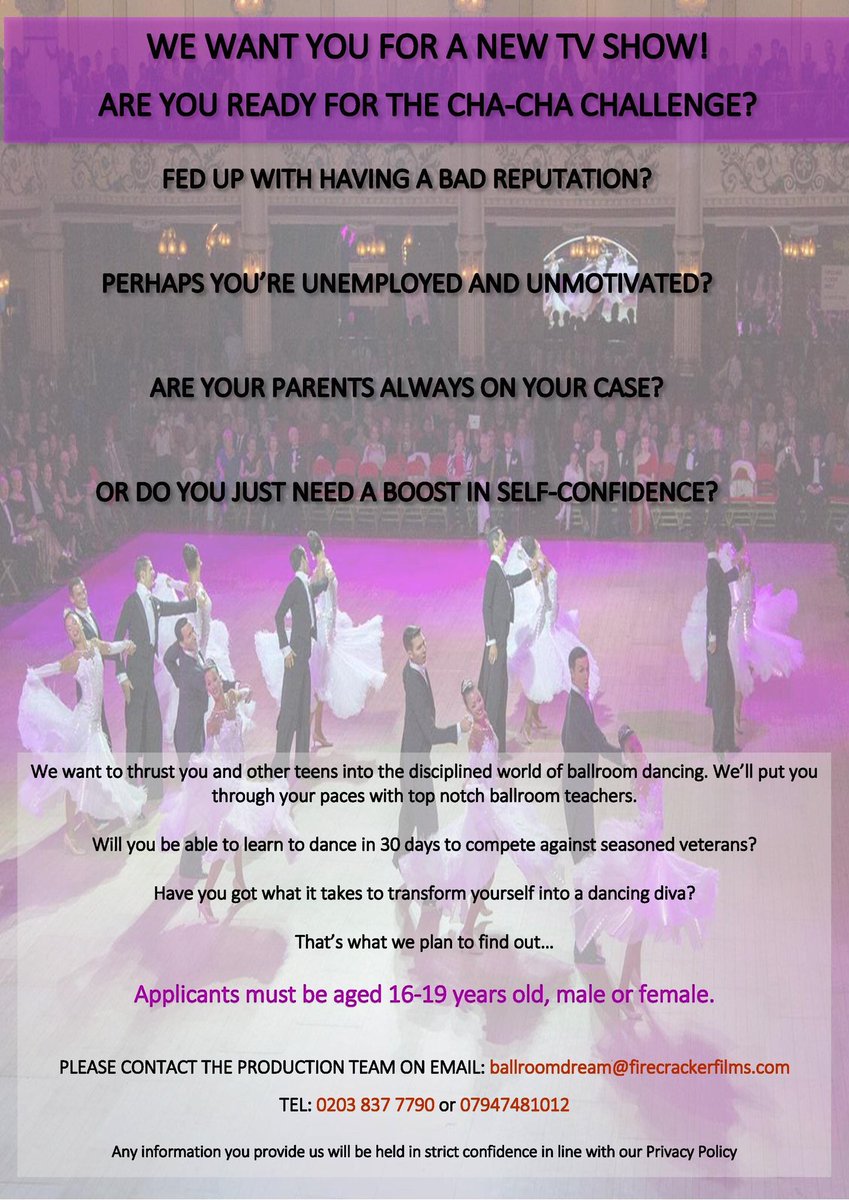 GabyCPower's tweet photo. #MondayMotivation @FirecrackerFilm are casting naughty 16-19 year olds and putting them into 30 days of ballroom dancing ✨ 💃🏽GET IN TOUCH💃🏽✨ https://t.co/WuVL5auFYg