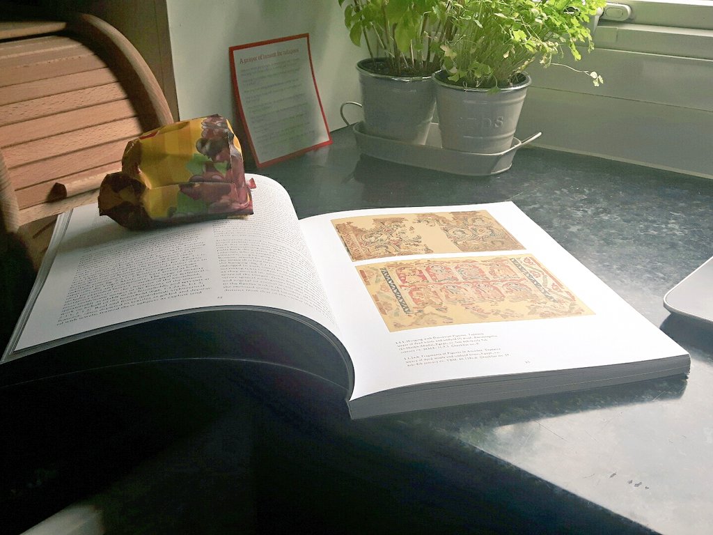 MiriamAnnaHay's tweet photo. Sometimes the only way to read an exhibition catalogue and make notes is a carefully balanced malt loaf #workingfromhome #arthistoryproblems https://t.co/D89HqX9Fkg