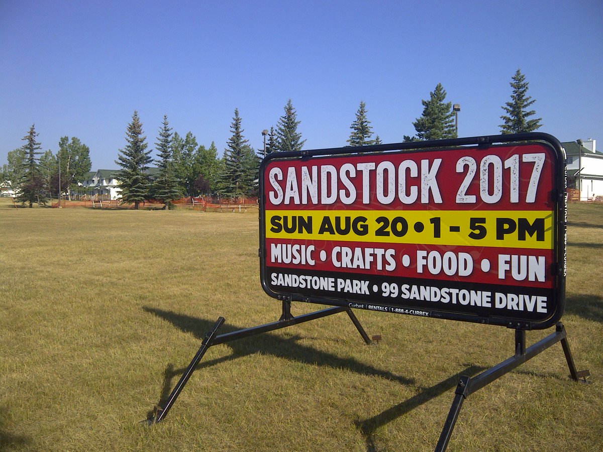 sandstonemac's tweet photo. The sign has been dropped off at Sandstone Park in anticipation of #Sandstock when you see this, you'll be in the right spot on Sunday! https://t.co/SqY9TEzEqN