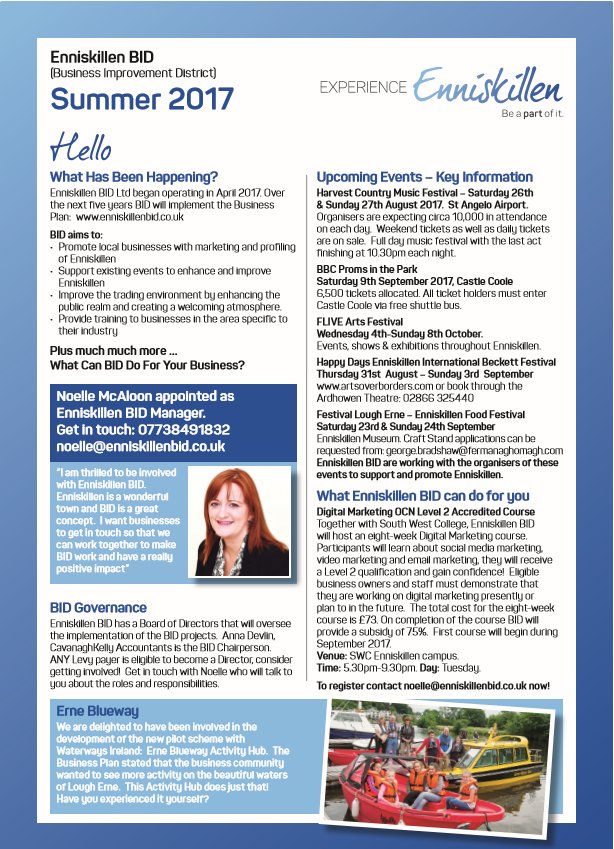 enniskillenBID's tweet photo. Enniskillen BID Newsletter keeping you up to date on BID initiatives.  Digital Marketing course on offer, Gift Card, Events &amp; Christmas! https://t.co/XKBIK6Hnao