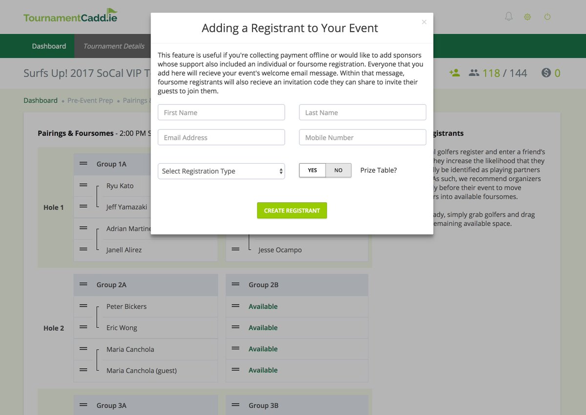 tourneycaddie's tweet photo. New! Support for organizers that also collect cash or check payments and struggle to keep everyone in one list! #ByeByeExcel #AgileDev #Golf https://t.co/OYXF47UJ1e