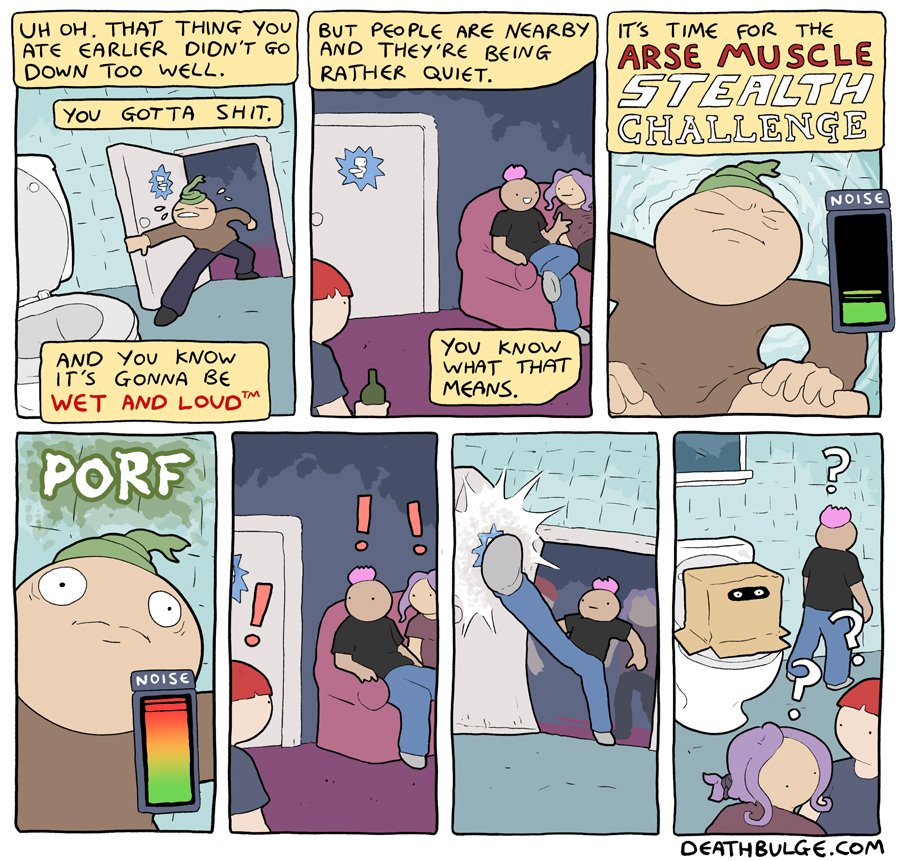 comic about THE BATHROOM deathbulge.com/comics/401 #hiveworks