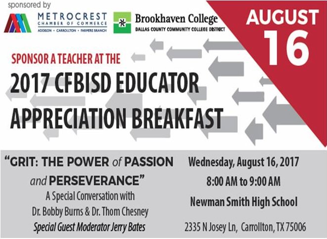 MetrocrestAreaC's tweet photo. Sponsor #OneTeacher #OneBreakfast @CFBISD #EducatorAppreciation on Wed, Aug 16. Join sponsors @CFBISD &amp; @brookhaven https://t.co/TpNRV6DR6i https://t.co/7s00mILlB2