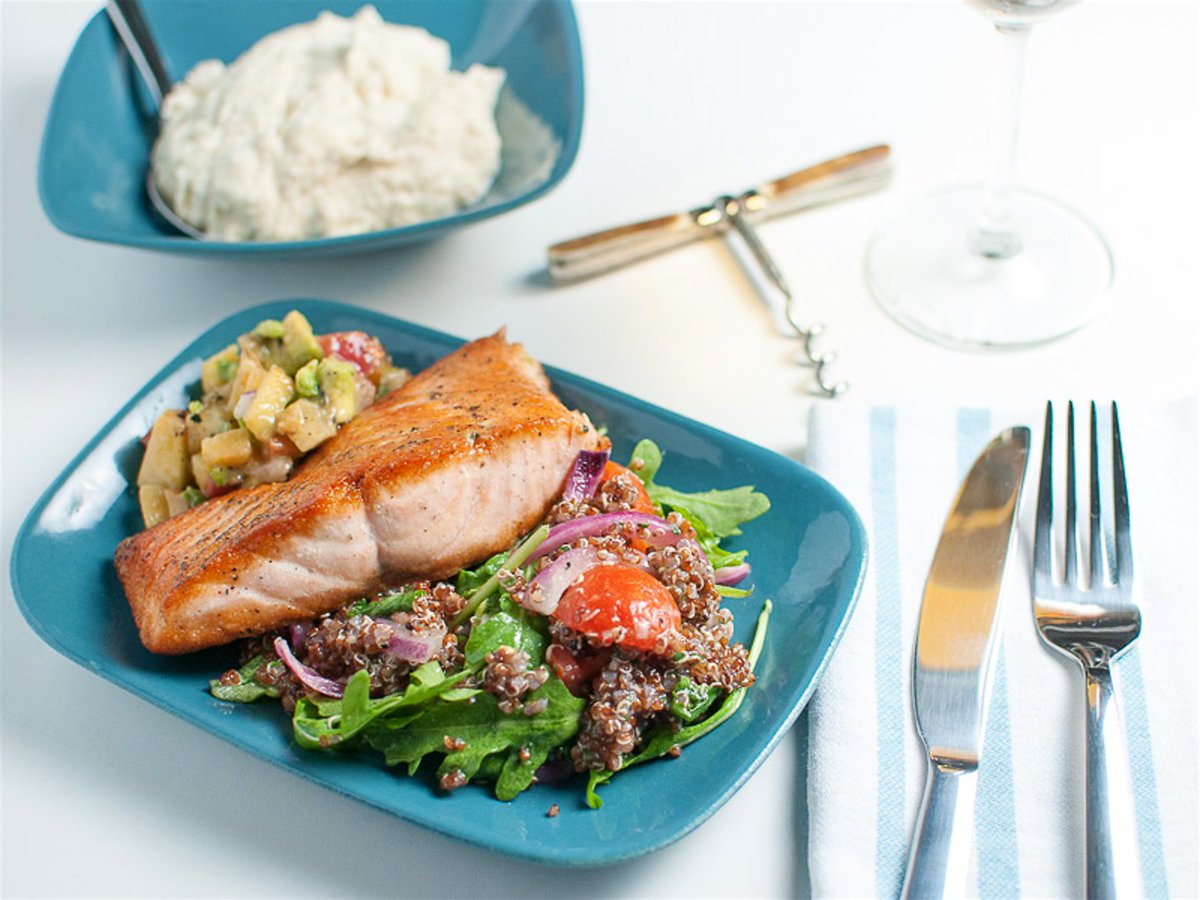 GalleyBaltimore's tweet photo. Peach avocado salsa gives Galley’s pan-roasted, sustainable salmon some seriously southern kick! On the menu for today only! https://t.co/GT0Sdd1Mvi