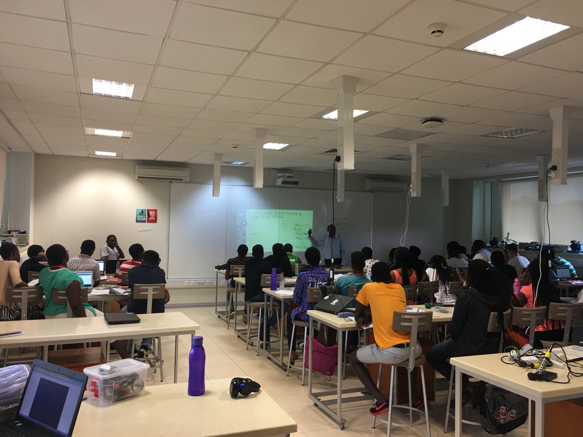 Mohieezy's tweet photo. Engineering Participants start learning Data Types and Time Functions. @Ashesi @atAshesi #AIX2017 #AshesiX https://t.co/JriyFe4zeZ
