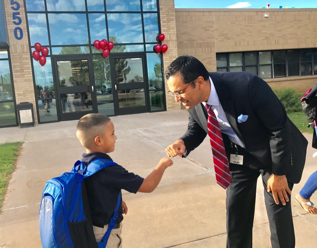 DrJuanIMartinez's tweet photo. First day of school. Welcome back students!!!🤛🏻#FistBump https://t.co/62nlC2aoaJ