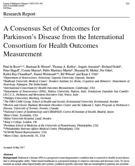 ICHOM_ORG's tweet image. Congratulations @paulderoos for being the Research Fellow and lead author of the @ICHOM_ORG PD Std Set publication! #Parkinsons #outcomes