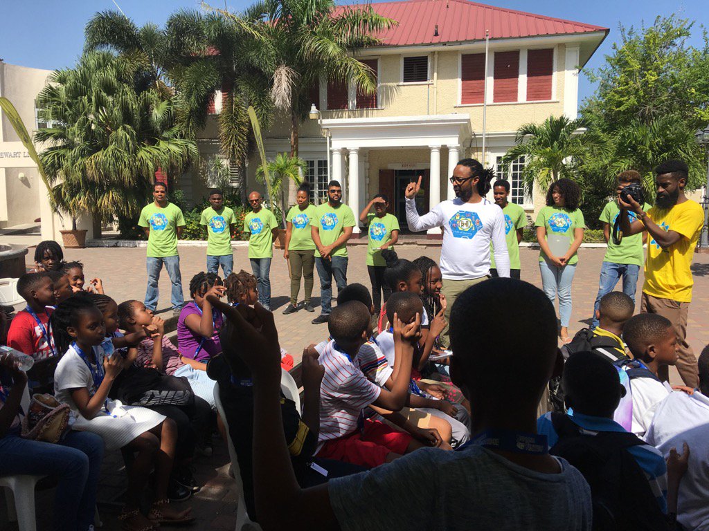 simonenclarke's tweet photo. Marvin Hall from #HallsOfLearning telling camp kids what's happening this week! #SupremeVentures #JuniorCreatorsCamp https://t.co/2kLhbYfeKz