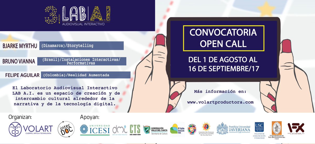MediaLabEafit's tweet photo. #Convocatoria El L.A.I es un espacio de intercambio cultural y de creación de la convergencia de las tecnologías digitales y la narrativas. https://t.co/TvbeJ9VJGq