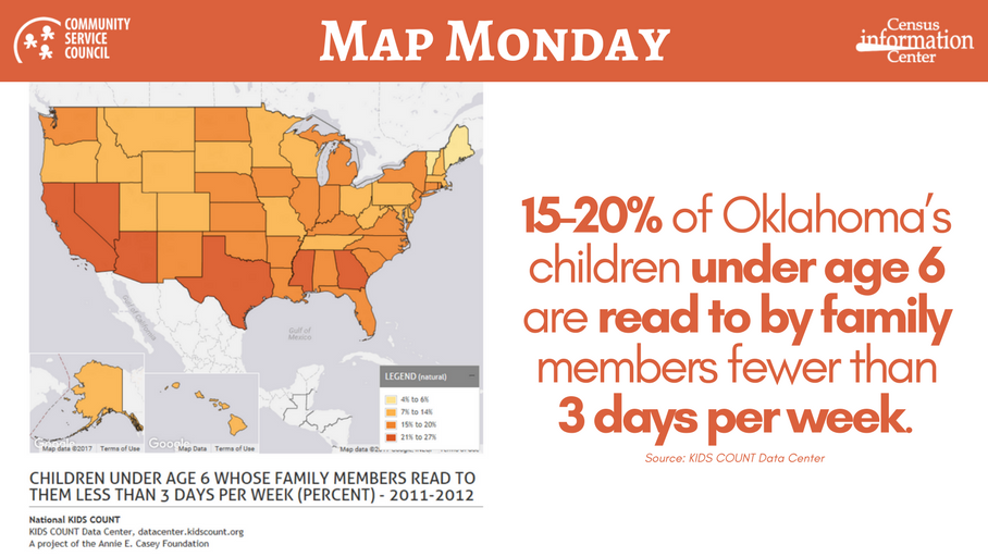CSC_Tulsa's tweet photo. August Data Focus: Child Well-Being #CSCData #CSCMapMonday #Literacy #Oklahoma https://t.co/UbB7pz9SIc