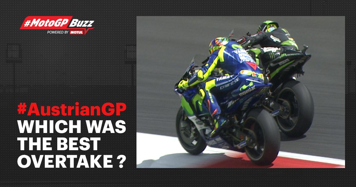 MotoGP's tweet photo. #Overtake3 - #JZ5 vs #VR46
Best overtake of the #AustrianGP?
Watch, vote & share!
@motul 🎥 https://t.co/WKMSxrWZhY https://t.co/DXTLZA95Mh