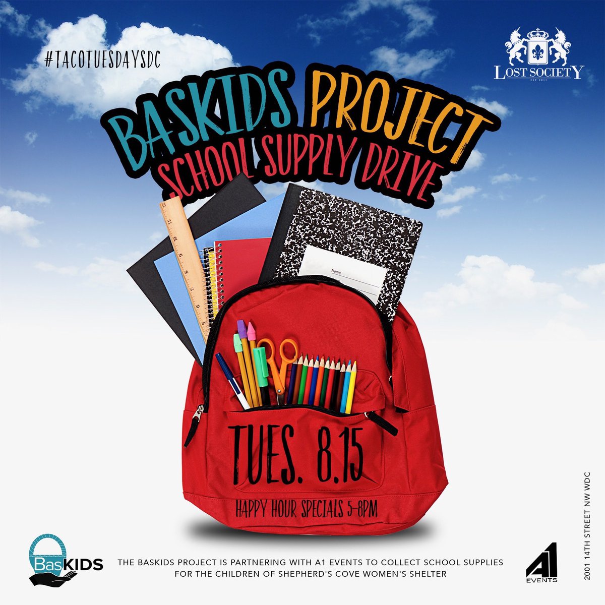 BankRoll_Lo's tweet photo. See you tomorrow for our special edition of "Taco Tuesday". 💙 #DMV #BasKids #SupplyDrive #HappyHour https://t.co/joA8mapFI8