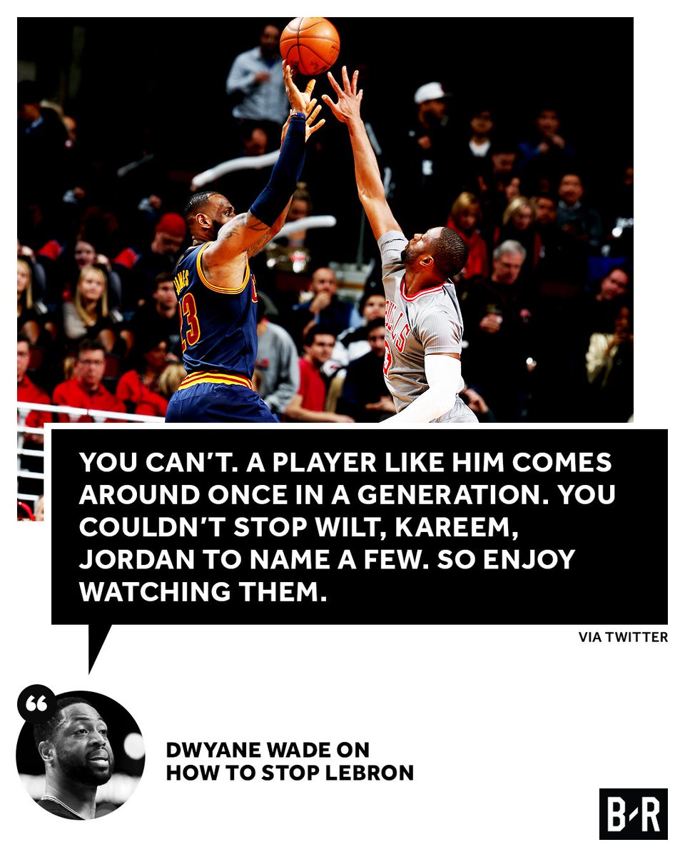 BleacherReport's tweet photo. Stopping LeBron is impossible according to D. Wade. https://t.co/Lj0mcG5NKC