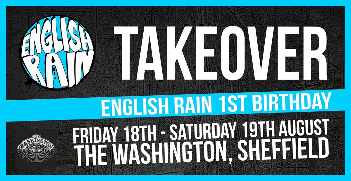 **THIS FRIDAY**

Next up for us is the English Rain Takeover gig in Sheffield at The Washington. 
See you there!