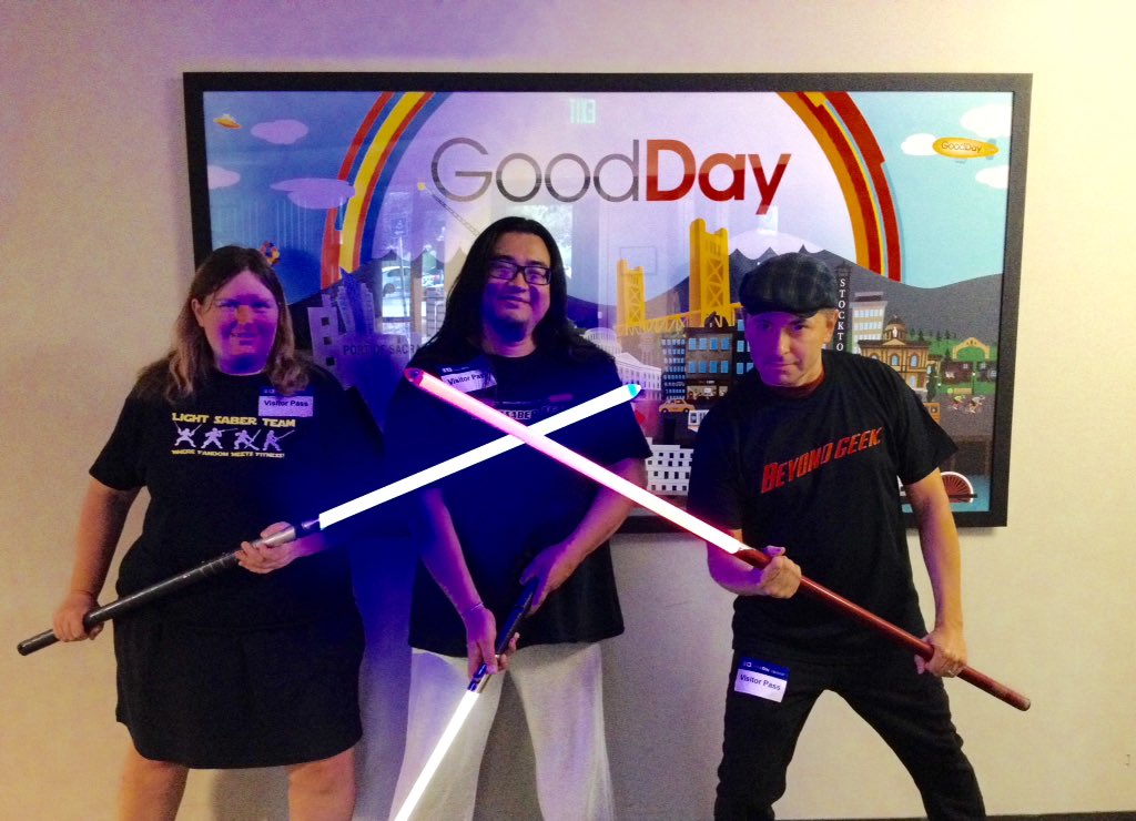 BeyondGeek's tweet photo. Check out @GoodDaySac during the 8 o'clock hour!

#BeyondGeek #Season2 #LightsaberTeam https://t.co/D4jyt9l1sj