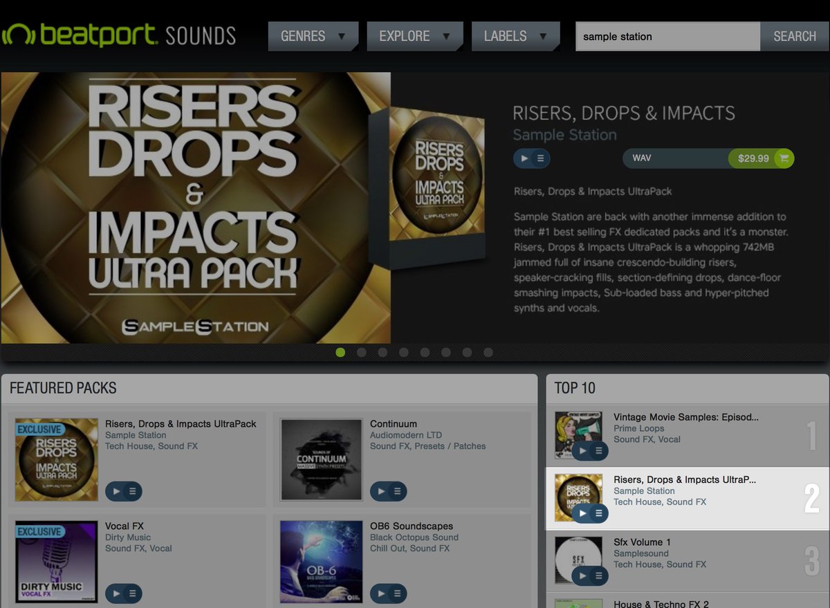 Sample_Station's tweet image. Music Producers!!! Our latest FX sample pack for all your FX needs is #2 at@beatport sounds FX chart. Get it here ow.ly/8AhX30epanS