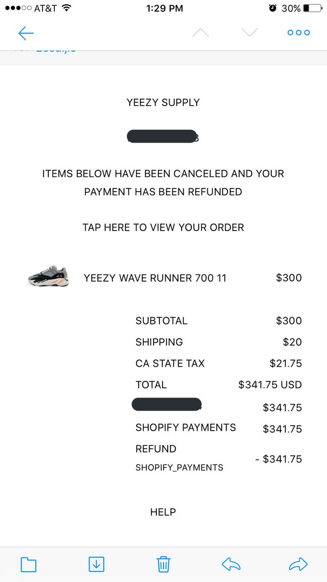 yeezy supply order status