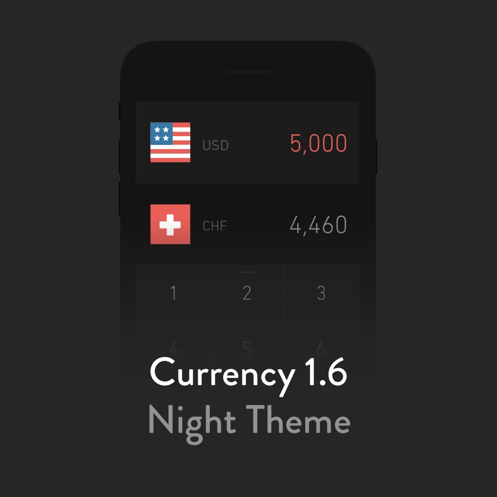 simplesimpleco's tweet photo. We have a huge update with Currency 1.6 today. We’ve added a calculator, night theme, and gone freemium! https://t.co/uQykgzu2DQ https://t.co/Zw0U01pxzV