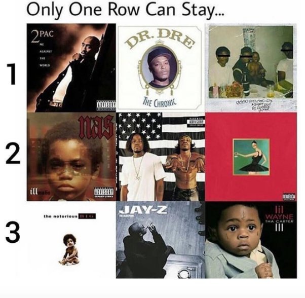 DatPiff's tweet photo. Which row ya got? https://t.co/dmNPOnusGg