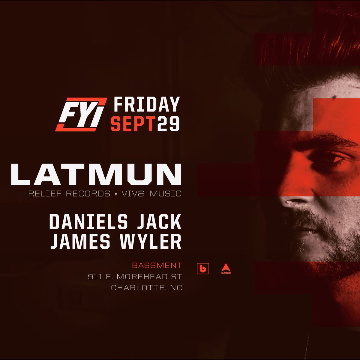 FYI: <a href="/Latmun/">LATMUN</a> (<a href="/reliefrecords/">Relief</a> // <a href="/VIVaMUSiCltd/">VIVaMUSiCltd</a>) - Friday Sept. 29 at <a href="/bassmentclt/">Bassment Charlotte</a>.
