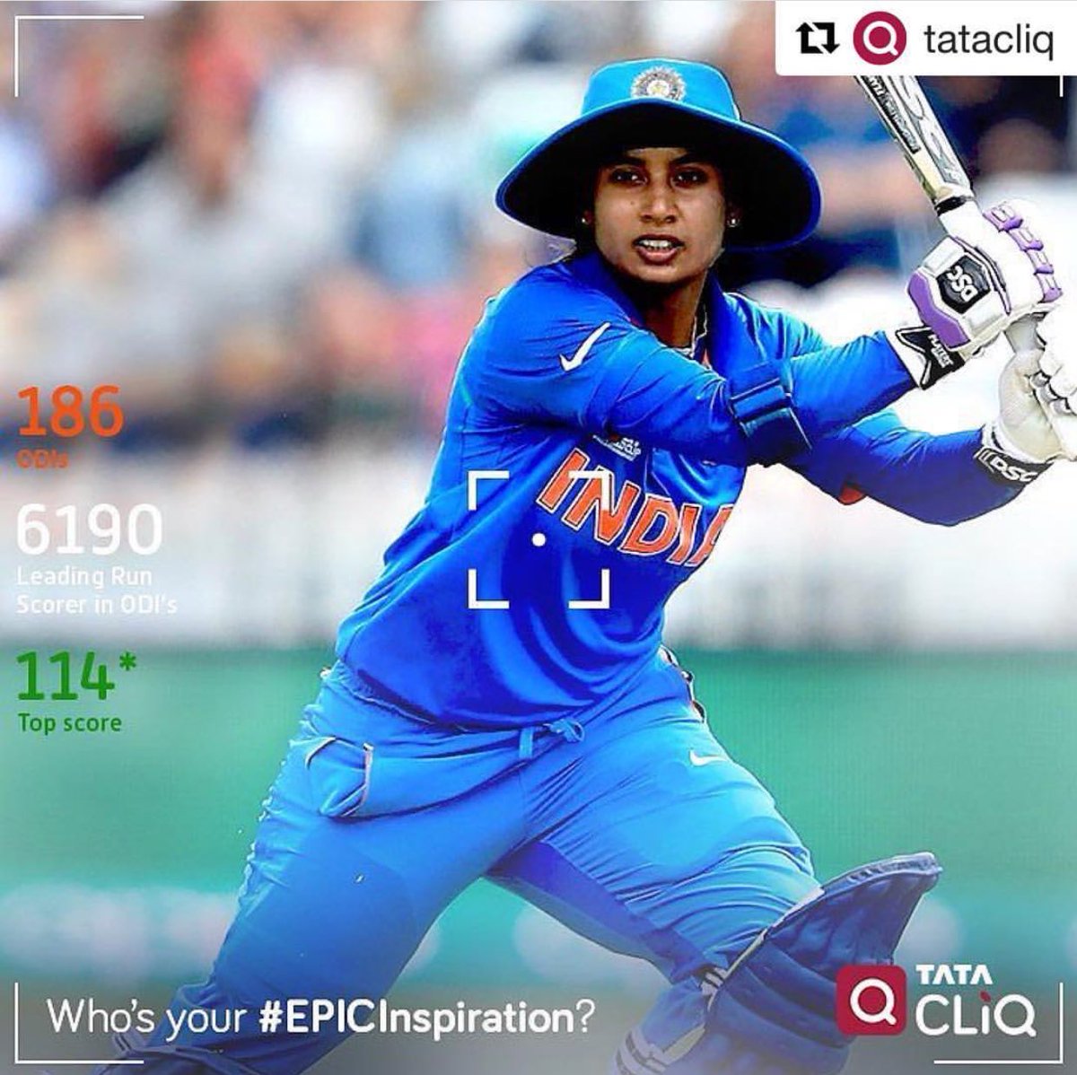 WomensCricZone's tweet photo. Discipline in my career comes from my father and I owe my ability to stay organised to my mother. They are my #EPICInspiration - Mithali Raj https://t.co/NG9jk7MGyS