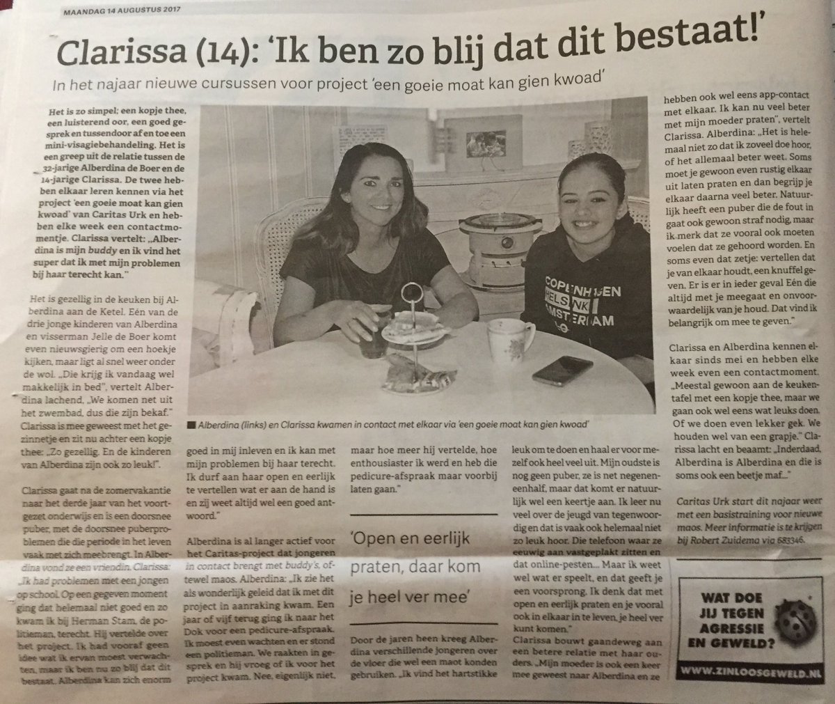 'Open en eerlijk praten, daar kom je heel ver mee'.