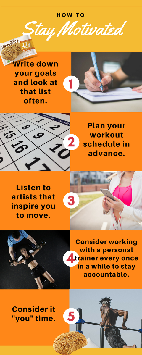Whey_2_Be's tweet photo. It's not always easy to stay motivated, so here are 5 tips that can help you stay on track! #whey2be #protein #proteincookie #fitness https://t.co/2HL2mWIpEI