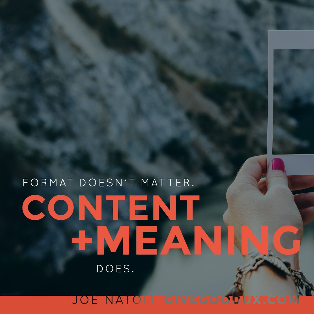 joenatoli's tweet photo. "How am I going to present this" doesn't matter nearly as much as "what does it MEAN to those who see it?" 

https://t.co/B8zB13zhUX

#UX https://t.co/uhCFQ32N3T