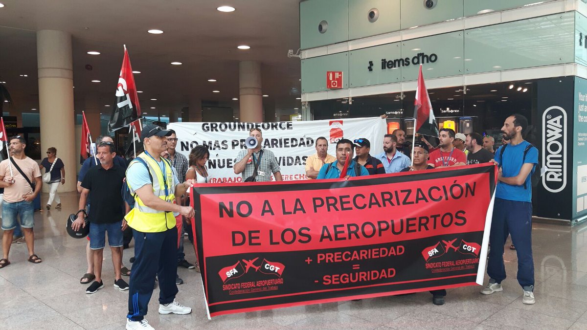 CGTBarcelona's tweet photo. .@cgtgroundforce denunciem la Precarietat i la inseguretat laboral dels aeroports https://t.co/9Vw00LnFxC